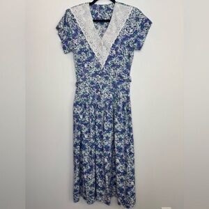 Floral Blue and White Dress